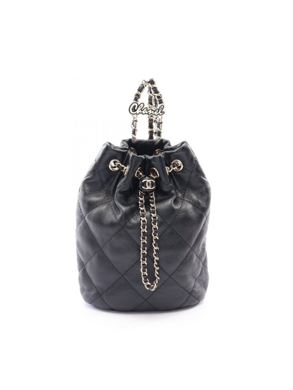 Chanel Backpack Quilted Black Lambskin Small Chain